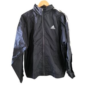 Adidas Black White 3-Stripes Windbreaker Jacket Men’s Small Retro Vintage Style